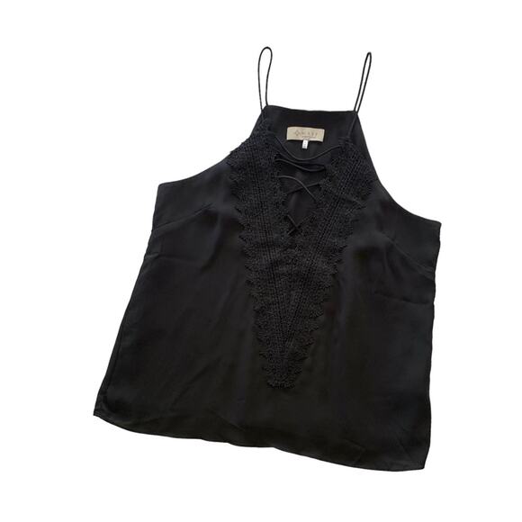 Wayf Black Lace Criss Cross Deep V-Neckline Tank Top Size Large - Picture 1 of 8